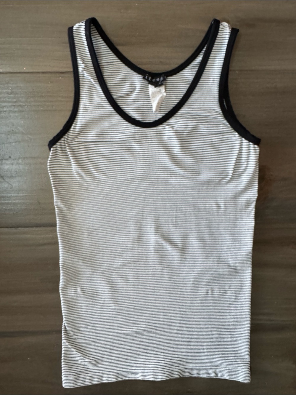 Theory Stretch Knit Scoop Neck Tank Women’s S Black White Stripe